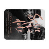 Roos Gold Handwrited Foto Save the Date Magneet (Horizontaal)