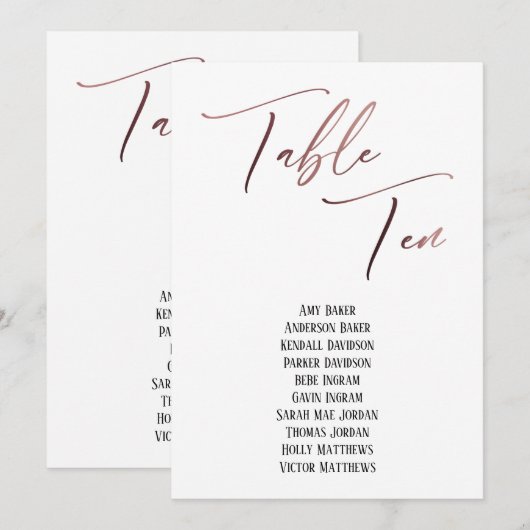 Roos Gold Handwriting Tabel Tien Zitkuur (Voorkant / Achterkant)