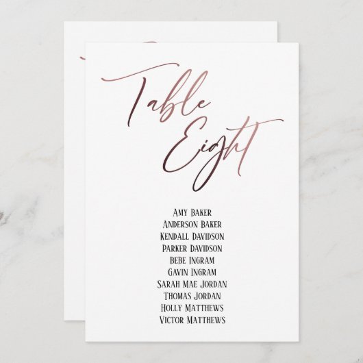 Roos Gold Handwriting Table Acht Seight Seining Ch (Voorkant / Achterkant)