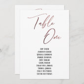 Roos Gold Handwriting Table One Seating Chart Card (Voorkant / Achterkant)