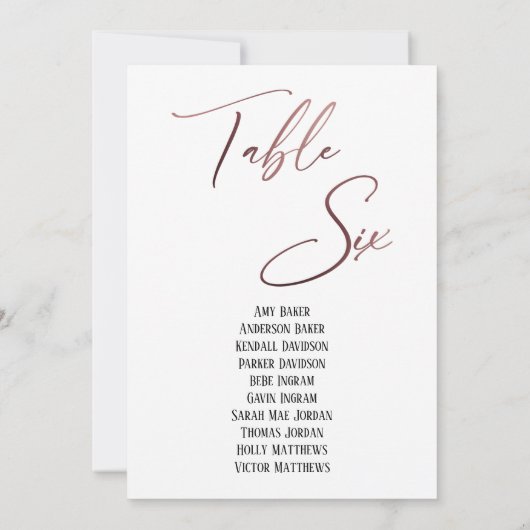 Roos Gold Handwriting Table Six Seating Chart (Achterkant)