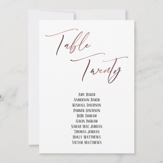 Roos Gold Handwriting Table Twintig Zitkuur (Achterkant)