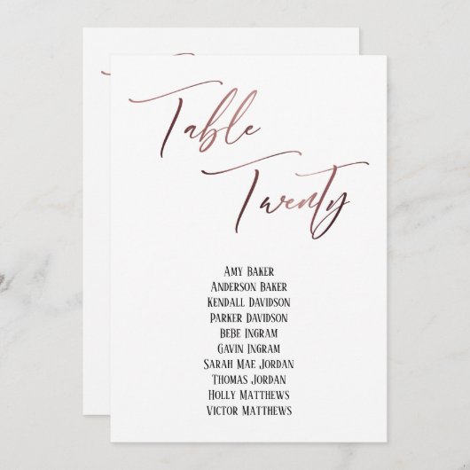 Roos Gold Handwriting Table Twintig Zitkuur (Voorkant / Achterkant)