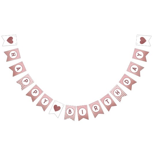 Roos Gold Happy Birthday Chic Girly Vrouw Party Vlaggetjes (Alle)