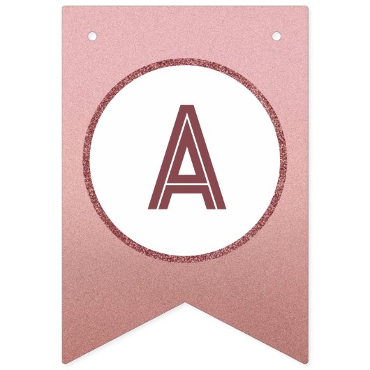 Roos Gold Happy Birthday Chic Girly Vrouw Party Vlaggetjes (Derde vlag)