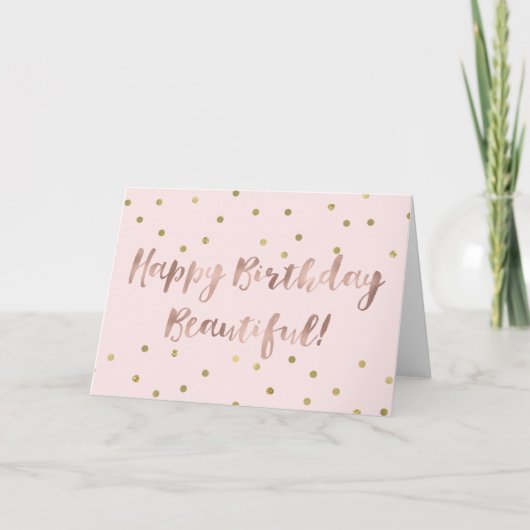 Roos Gold Happy Birthday Gold Confetti Kaart (Voorkant)