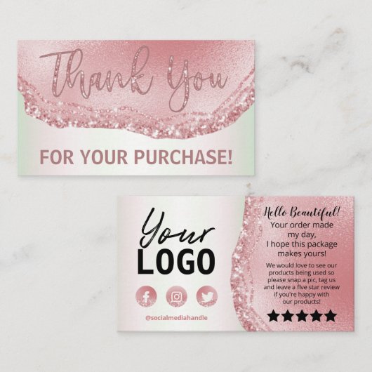 Roos Gold Hartelijk dank Invoegen Visitekaartje (Voorkant / Achterkant)