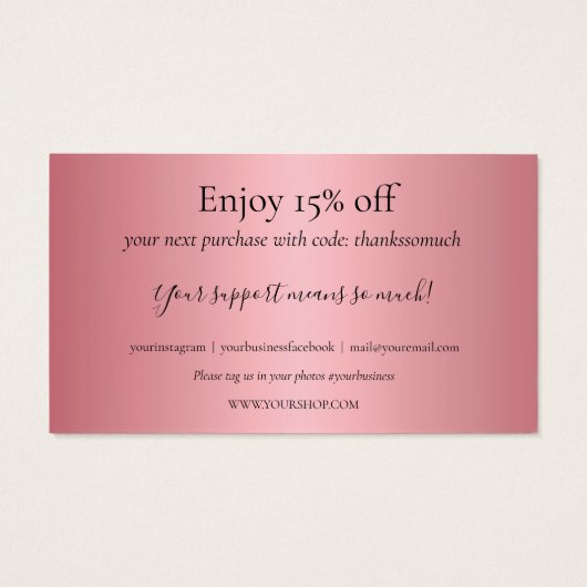 Roos Gold Hartelijk dank voor de Kaart voor winkel (Achterkant)