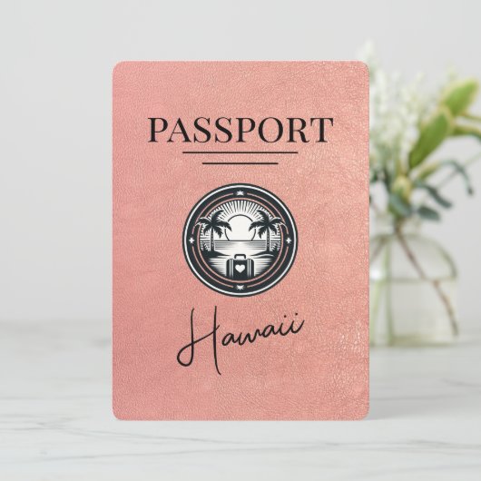 Roos Gold Hawaii Passport Bewaar de datum Save The Date (Staand voorkant)