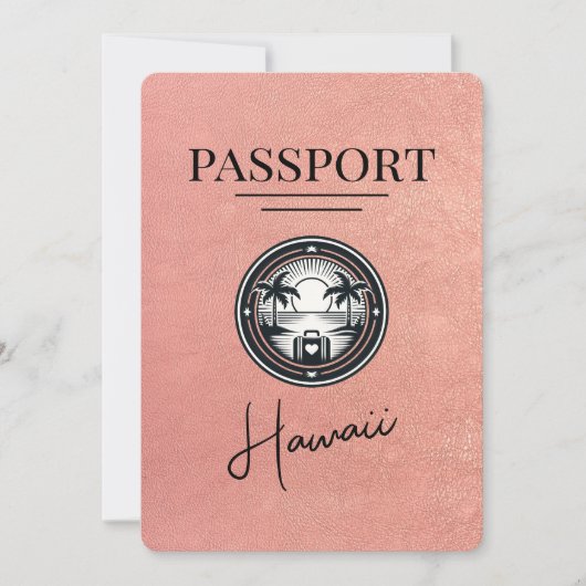 Roos Gold Hawaii Passport Bewaar de datum Save The Date (Voorkant)