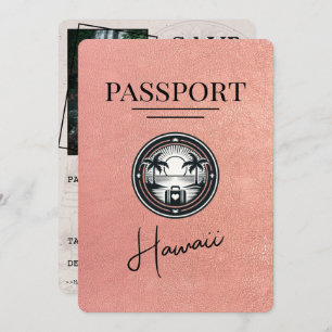 Roos Gold Hawaii Passport Bewaar de datum Save The Date