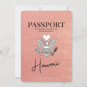 Roos Gold Hawaii Passport Wedding Invitation Kaart (Achterkant)