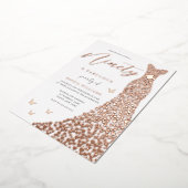 Roos Gold Heart 90th Birthday Party Real Folie Uitnodiging (Gedraaid)