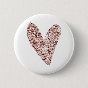 Roos Gold Heart Clipart Cute Heart Glitter Design Ronde Button 5,7 Cm