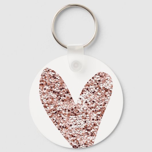 Roos Gold Heart Clipart Cute Heart Glitter Design Sleutelhanger (Voorkant)