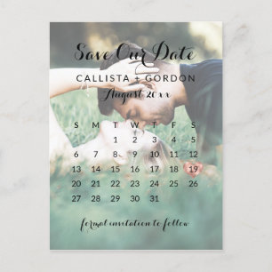 Roos Gold Heart Photo Calendar Save the Date Aankondigingskaart