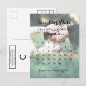 Roos Gold Heart Photo Calendar Save the Date Aankondigingskaart (Voorkant / Achterkant)
