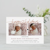 Roos Gold Heart Prettige feestdagen foto's (Staand Voorkant)