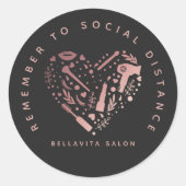 Roos Gold Heart Salon kent sociale afstand Ronde Sticker (Voorkant)