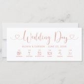 Roos Gold Heart Script Trouwdag Tijdlijn Kaart (Voorkant)