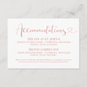 Roos Gold Heart Script Wedding Accommodations Informatiekaartje (Voorkant)