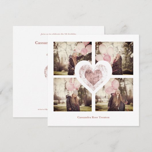 Roos Gold Heart Trendy Girl Al Birthdays 4 Foto's (Voorkant / Achterkant)