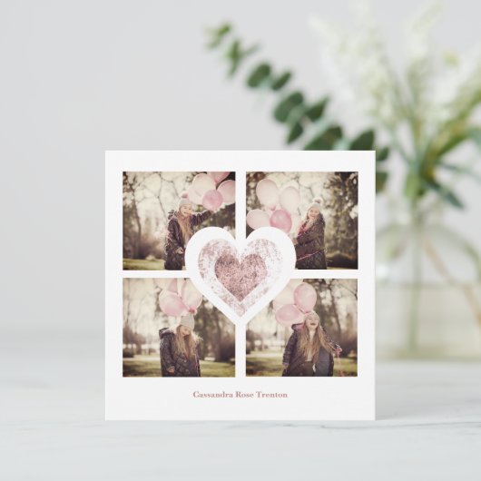 Roos Gold Heart Trendy Girl Al Birthdays 4 Foto's (Staand voorkant)