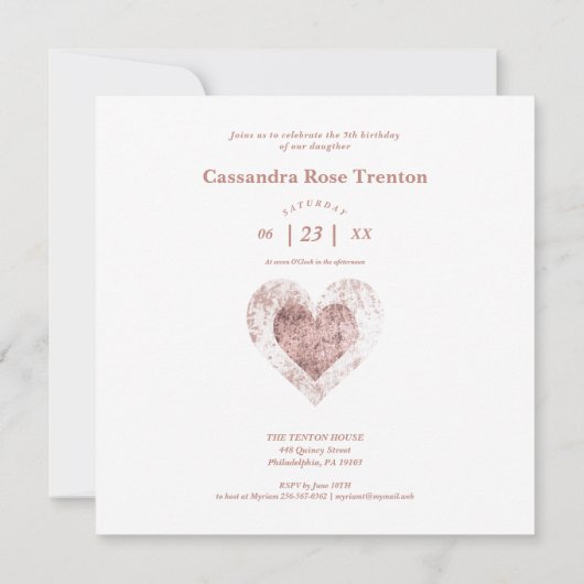 Roos Gold Heart Trendy Girl Al Birthdays 4 Foto's (Achterkant)