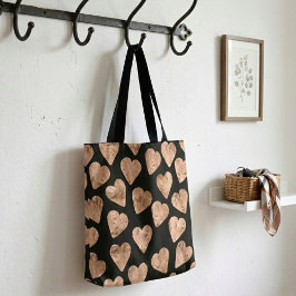 Roos Gold Hearts Black Shopping canvas tas