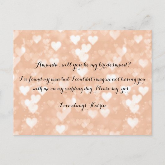 Roos Gold Hearts Blush word Mijn Bridesmaid Uitnodiging Briefkaart (Voorkant)
