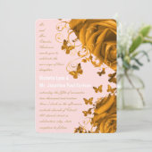 Roos Gold Hearts en Roos Weddenschap Kaart (Staand voorkant)