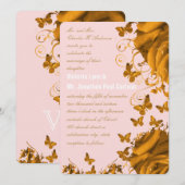 Roos Gold Hearts en Roos Weddenschap Kaart (Voorkant / Achterkant)