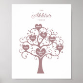 Roos Gold Hearts Family Tree Poster (Voorkant)