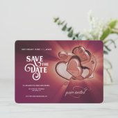 Roos Gold Hearts Sla de datum op (versie 3) Save The Date (Staand voorkant)