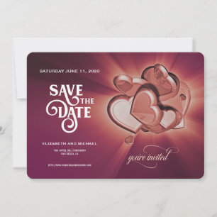 Roos Gold Hearts Sla de datum op (versie 3) Save The Date