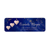 Roos Gold Hearts, sterren, Navy Blue Address Label (Voorkant)