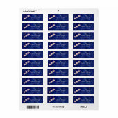 Roos Gold Hearts, sterren, Navy Blue Address Label (Full Sheet)