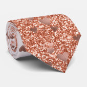 Roos Gold Hearts Valentijnsdag Ombre Glitter Stropdas (Opgerold)