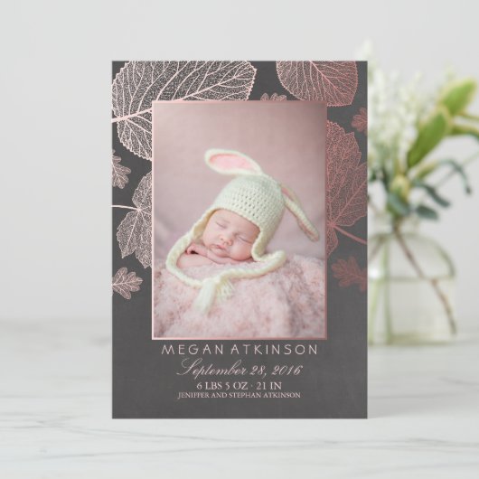Roos Gold Herfst Newborn Foto geboorteaankondiging Aankondiging (Staand voorkant)