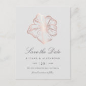 Roos Gold Hibiscus Flower Wedding Save the Date Aankondigingskaart (Voorkant)