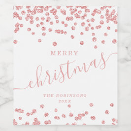Roos Gold Holiday Kerstmis Glitter Confetti White Wijn Etiket