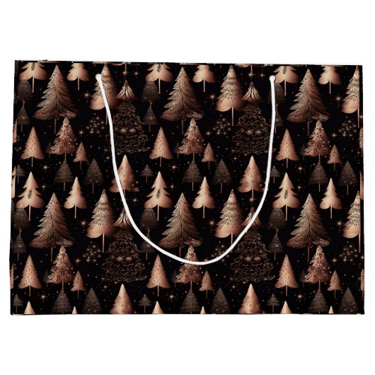 Roos Gold Holiday Metallic Trees Groot Cadeauzakje (Achterkant)