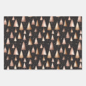Roos Gold Holiday Metallic Trees Inpakpapier Vel (Voorkant)