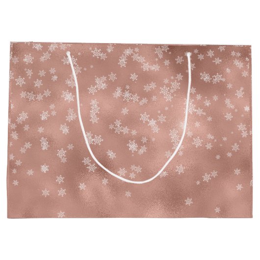 Roos Gold Holiday Snowflakes Kerstmis Groot Cadeauzakje (Achterkant)