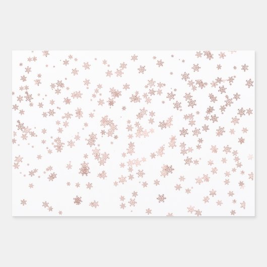 Roos Gold Holiday Snowflakes - Kerstmis Inpakpapier Vel (Voorkant)
