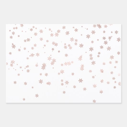 Roos Gold Holiday Snowflakes Kerstmis Inpakpapier Vel (Voorkant)