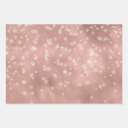 Roos Gold Holiday Snowflakes Kerstmis Inpakpapier Vel (Voorkant 3)