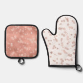 Roos Gold Holiday Snowflakes - Kerstmis Ovenwant & Pannenlap Set (Voorkant)