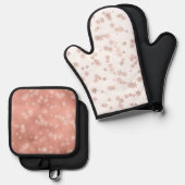 Roos Gold Holiday Snowflakes - Kerstmis Ovenwant & Pannenlap Set (Voorkant / Achterkant)