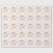 Roos Gold Holly Blush Merry Christmas Naam Cadeaupapier (Vlak)